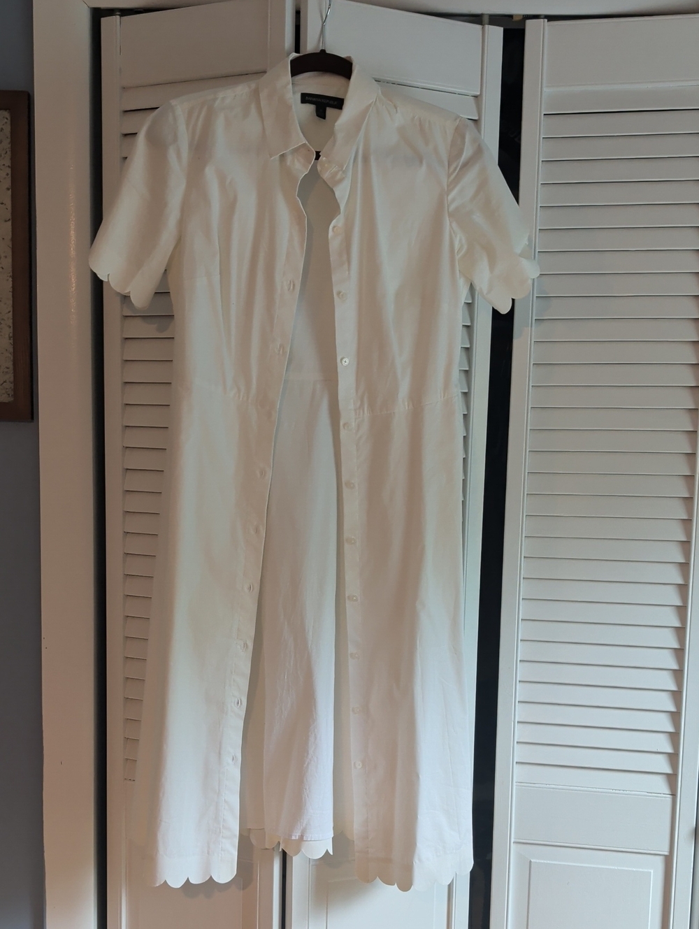 Banana Republic White Short-Sleeve Button-Down Shirt Dress